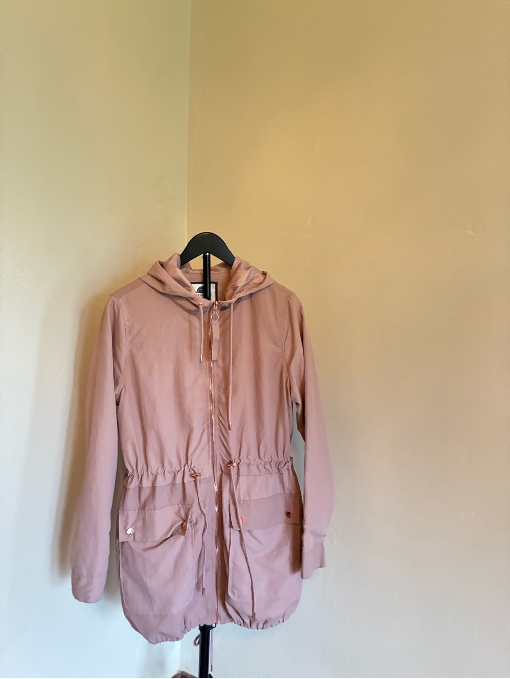 Women's Dusty Pink Hooded Utility Jacket with Drawcord Waist
